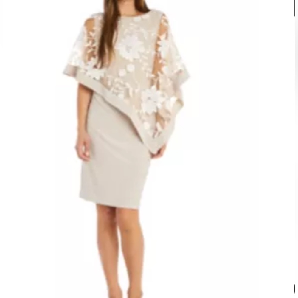 R&M Richard’s Floral Threadwork Poncho Dress.  8P